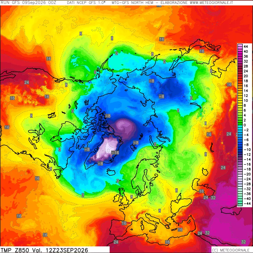 mappa Temperatura a 850 hPa
