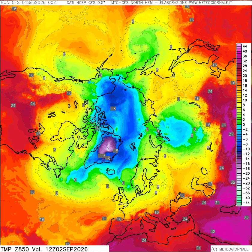 mappa Temperatura a 850 hPa