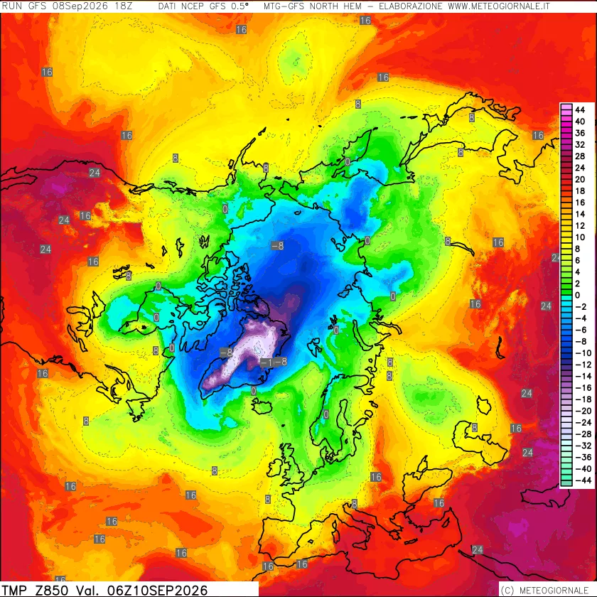 mappa Temperatura a 850 hPa