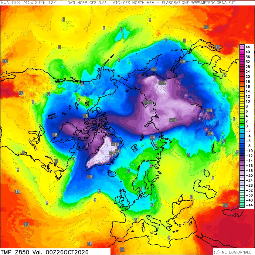 mappa Temperatura a 850 hPa