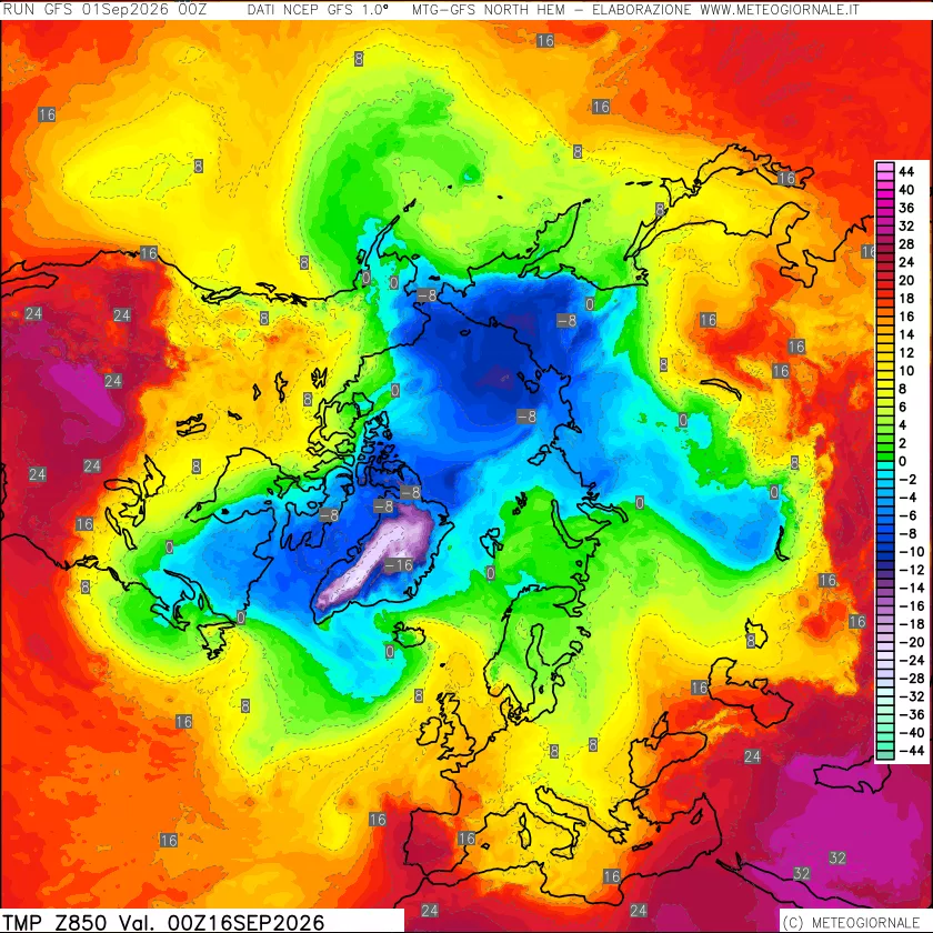 mappa Temperatura a 850 hPa