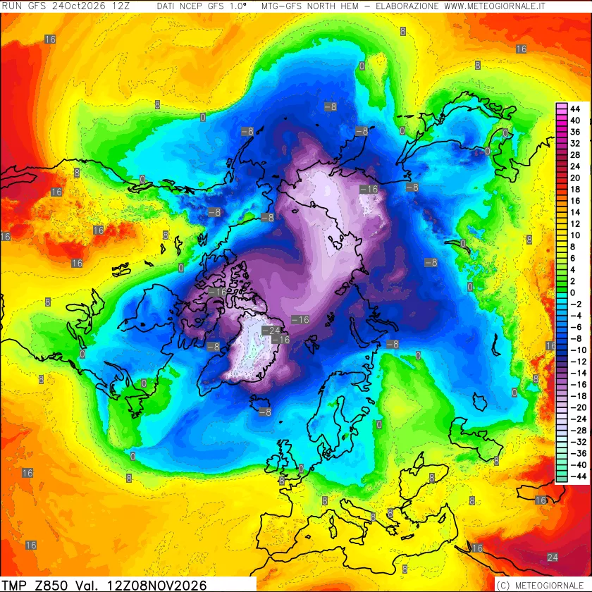 mappa Temperatura a 850 hPa