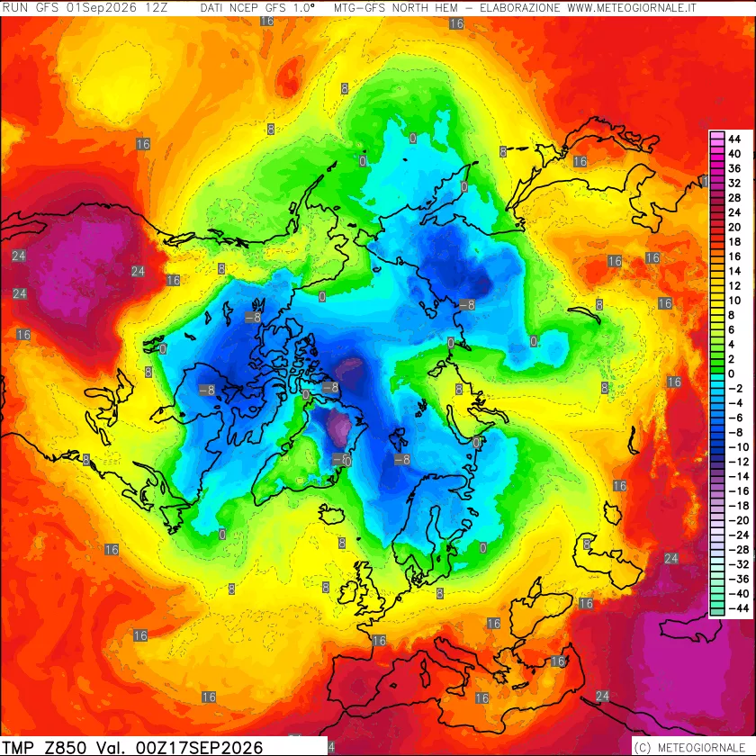 mappa Temperatura a 850 hPa