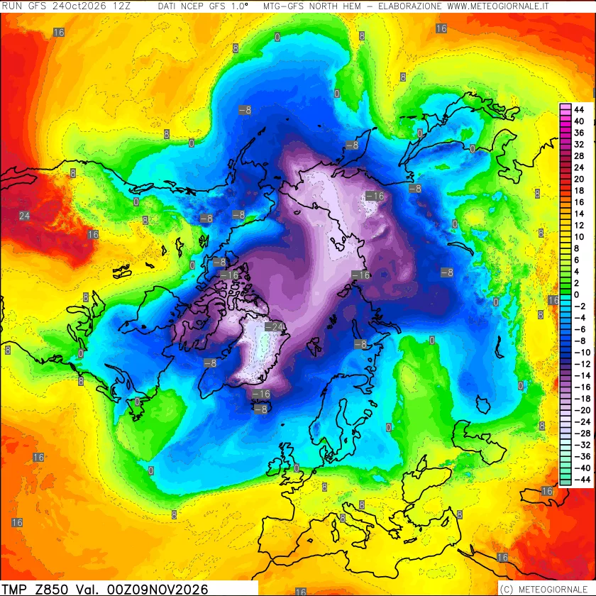 mappa Temperatura a 850 hPa