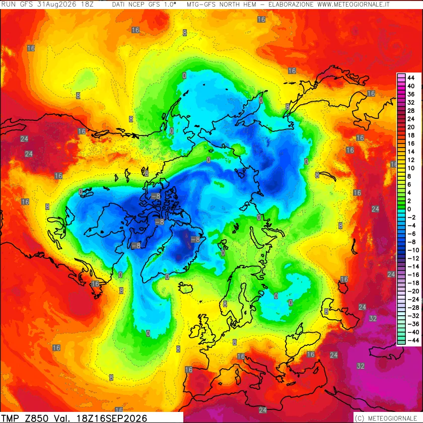 mappa Temperatura a 850 hPa