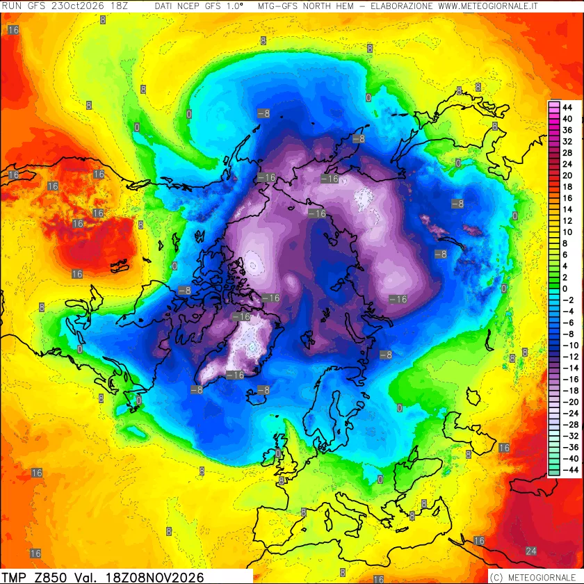mappa Temperatura a 850 hPa