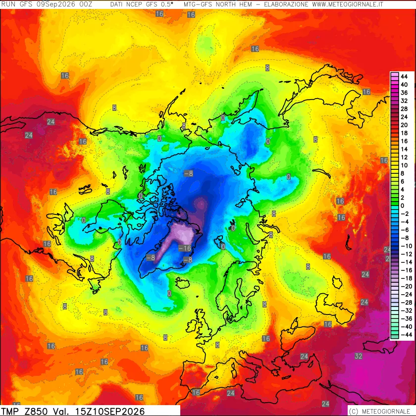 mappa Temperatura a 850 hPa