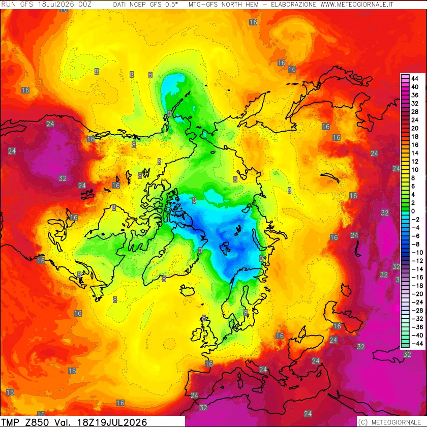 mappa Temperatura a 850 hPa