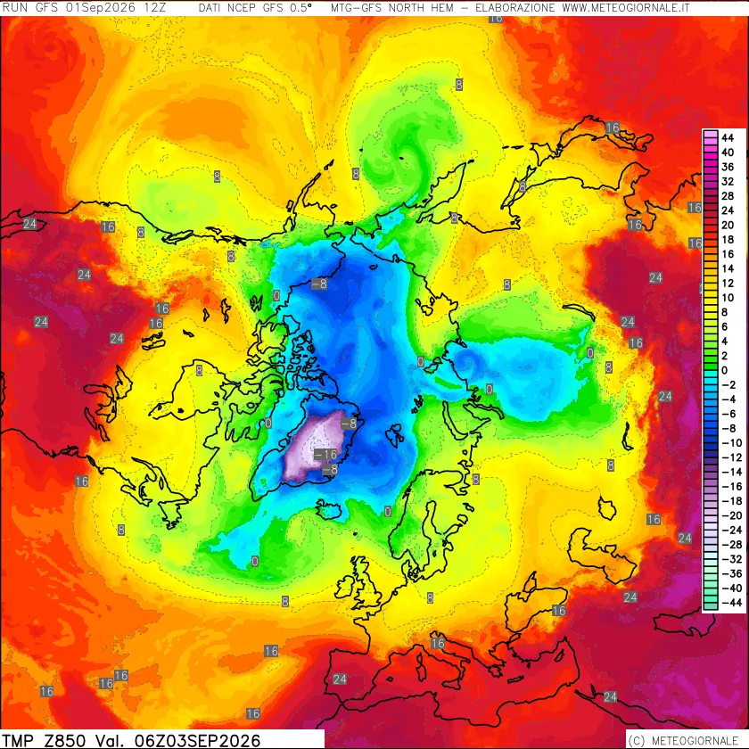 mappa Temperatura a 850 hPa
