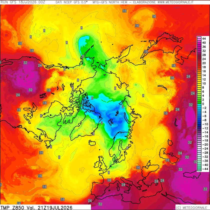 mappa Temperatura a 850 hPa