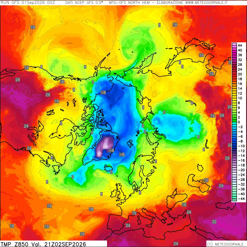 mappa Temperatura a 850 hPa