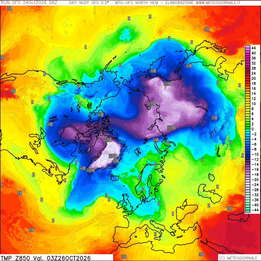 mappa Temperatura a 850 hPa