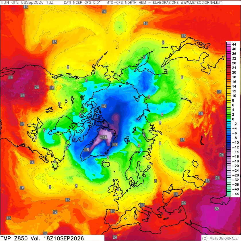 mappa Temperatura a 850 hPa