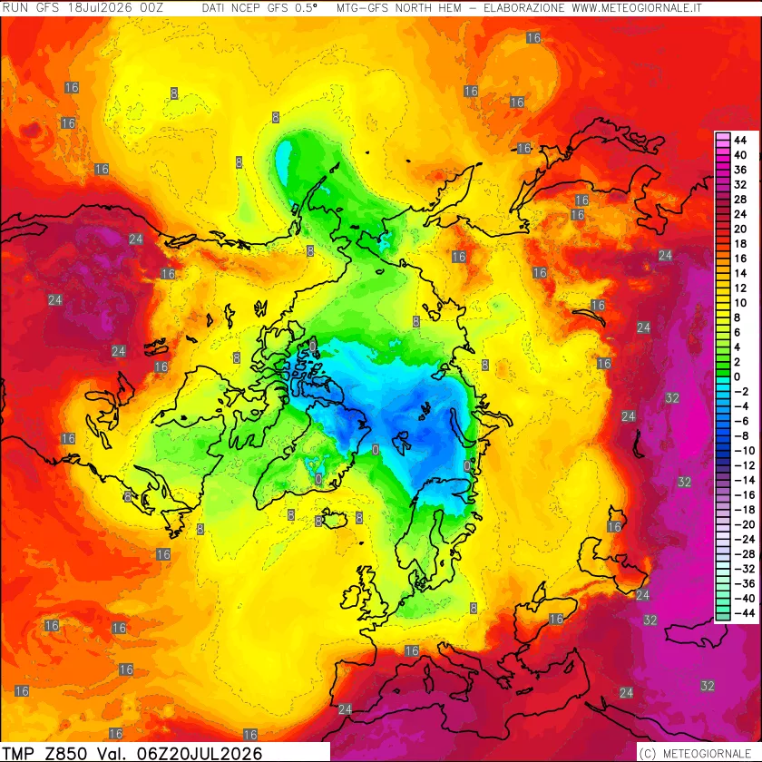 mappa Temperatura a 850 hPa