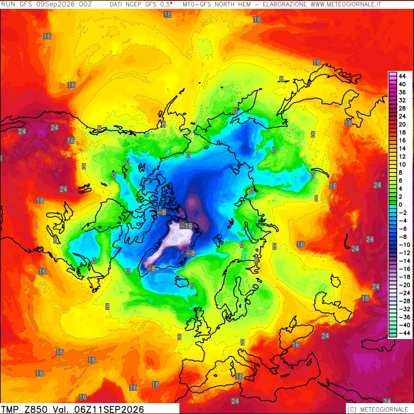 mappa Temperatura a 850 hPa