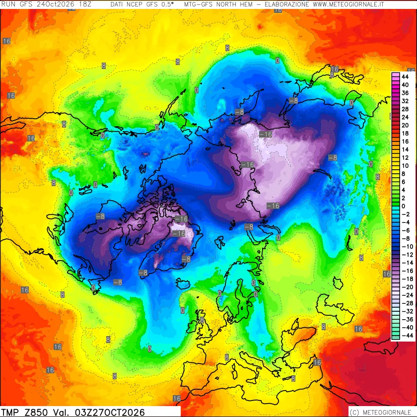 mappa Temperatura a 850 hPa