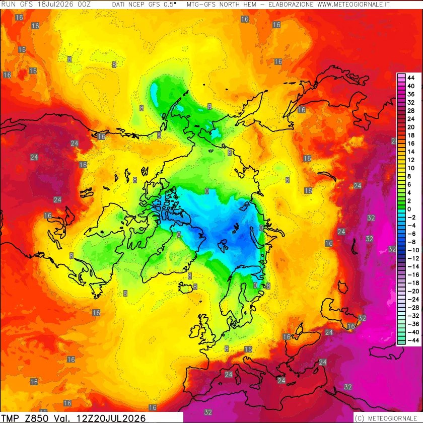 mappa Temperatura a 850 hPa