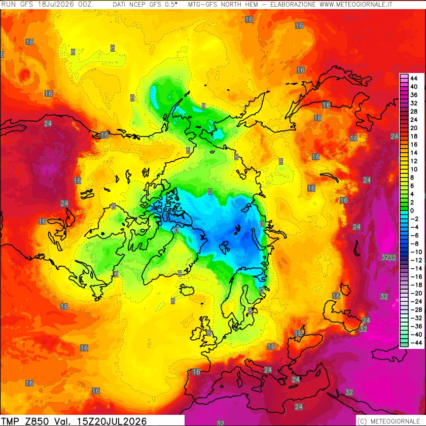 mappa Temperatura a 850 hPa