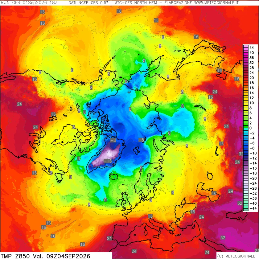 mappa Temperatura a 850 hPa