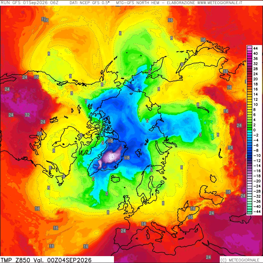mappa Temperatura a 850 hPa