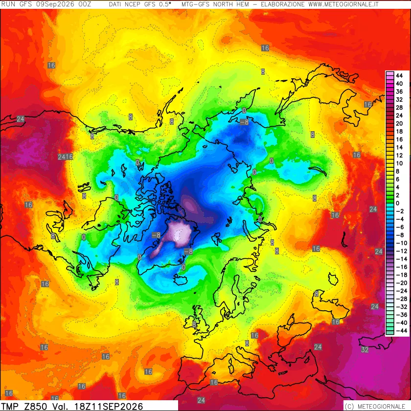 mappa Temperatura a 850 hPa