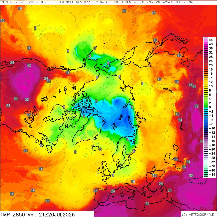 mappa Temperatura a 850 hPa