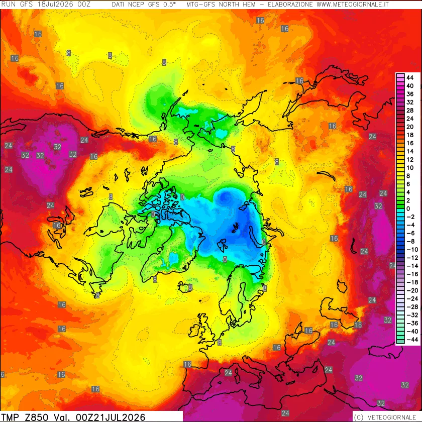 mappa Temperatura a 850 hPa