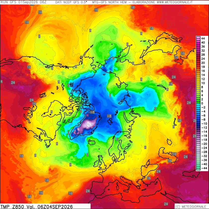 mappa Temperatura a 850 hPa