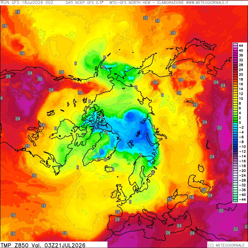 mappa Temperatura a 850 hPa