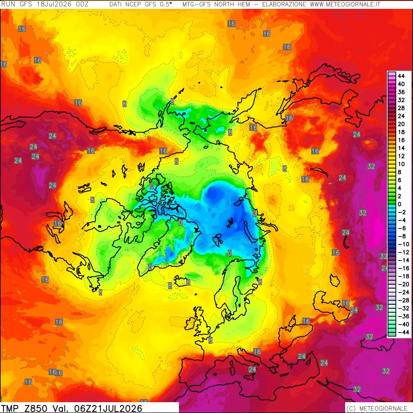 mappa Temperatura a 850 hPa