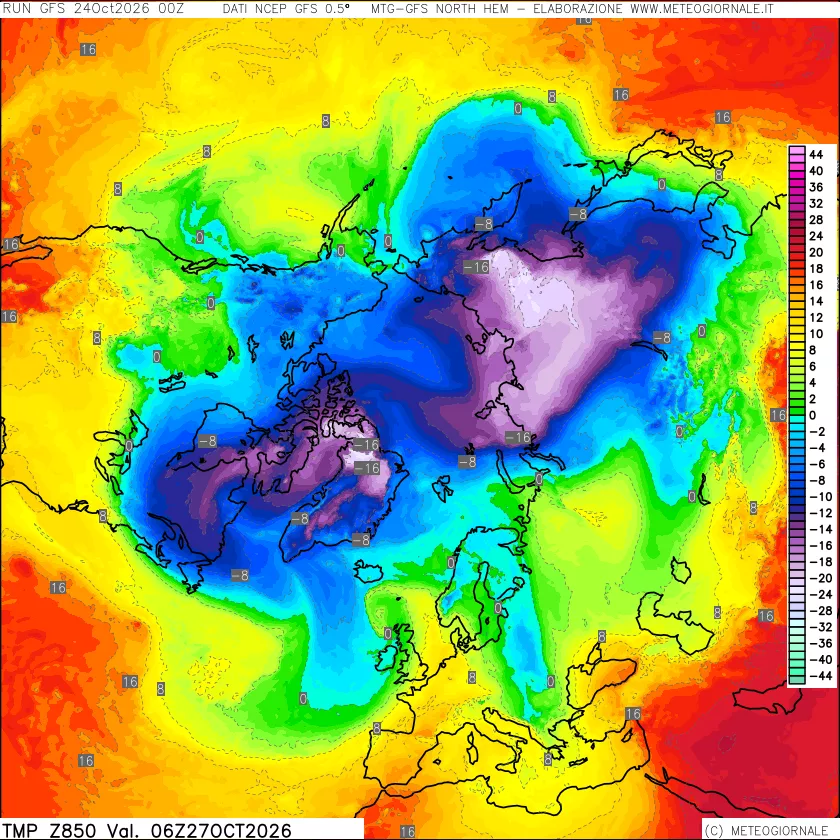 mappa Temperatura a 850 hPa