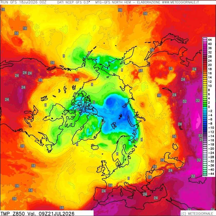 mappa Temperatura a 850 hPa