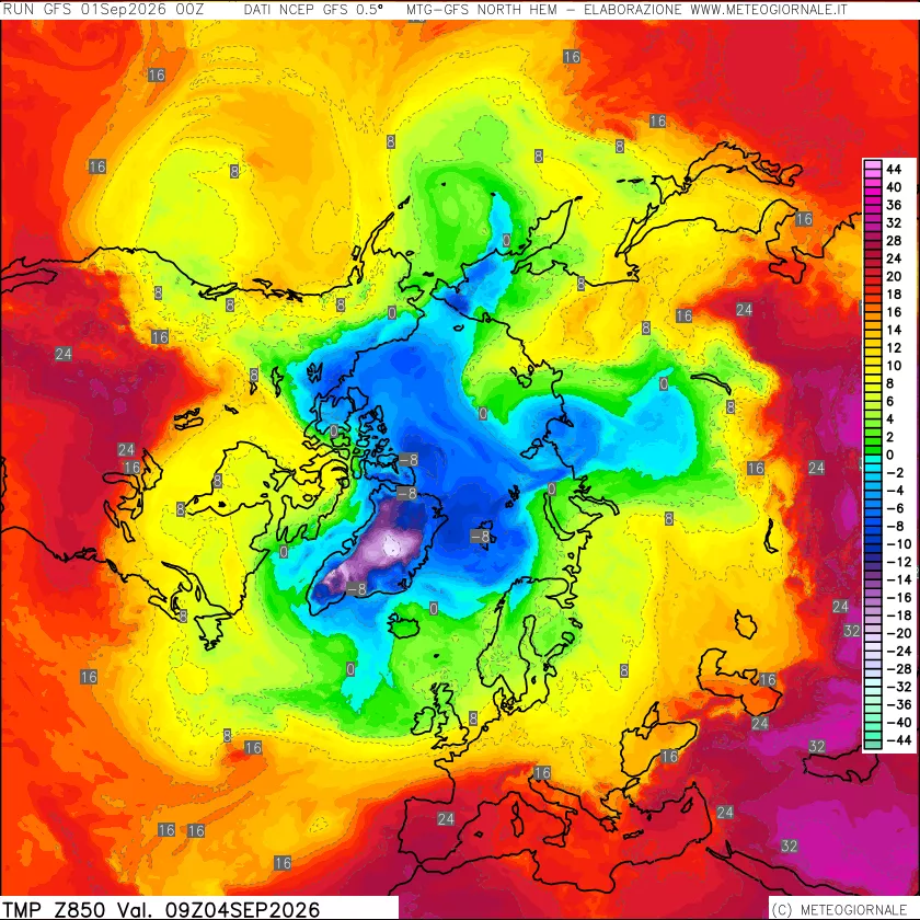 mappa Temperatura a 850 hPa