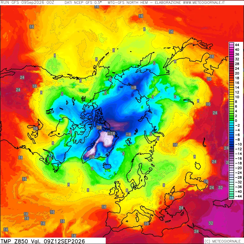 mappa Temperatura a 850 hPa