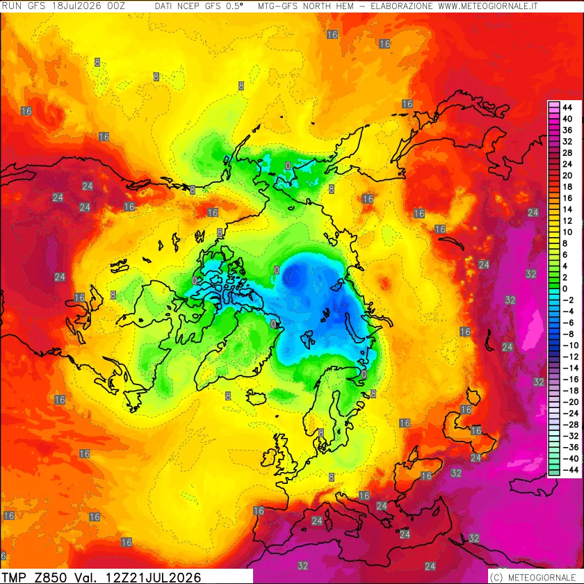 mappa Temperatura a 850 hPa