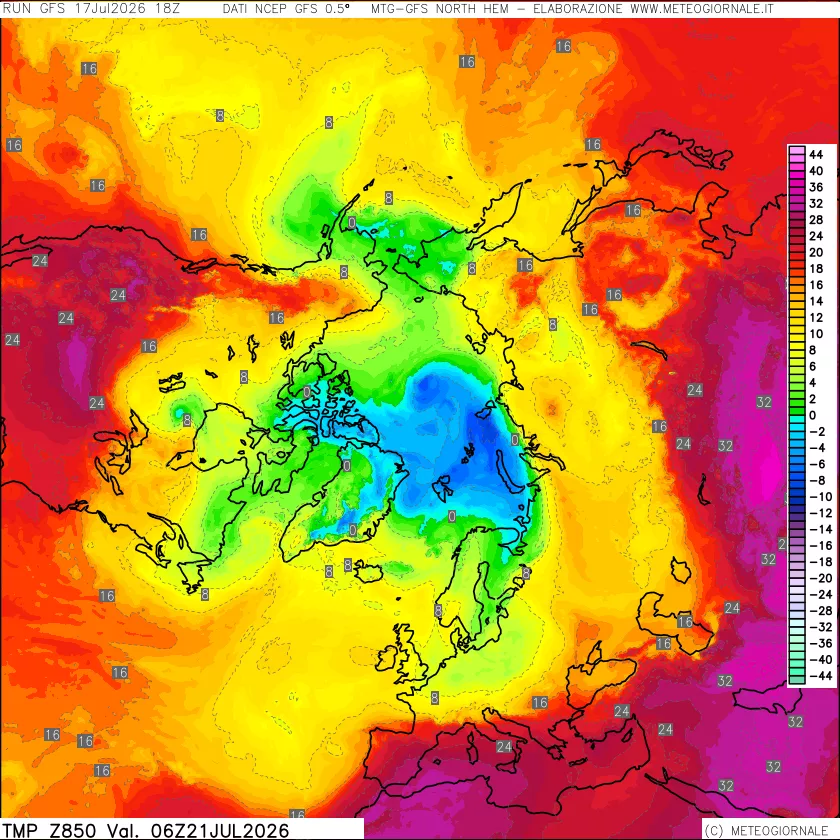 mappa Temperatura a 850 hPa