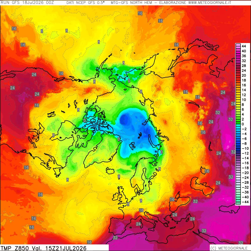 mappa Temperatura a 850 hPa
