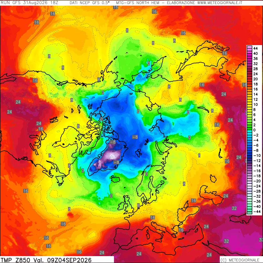 mappa Temperatura a 850 hPa
