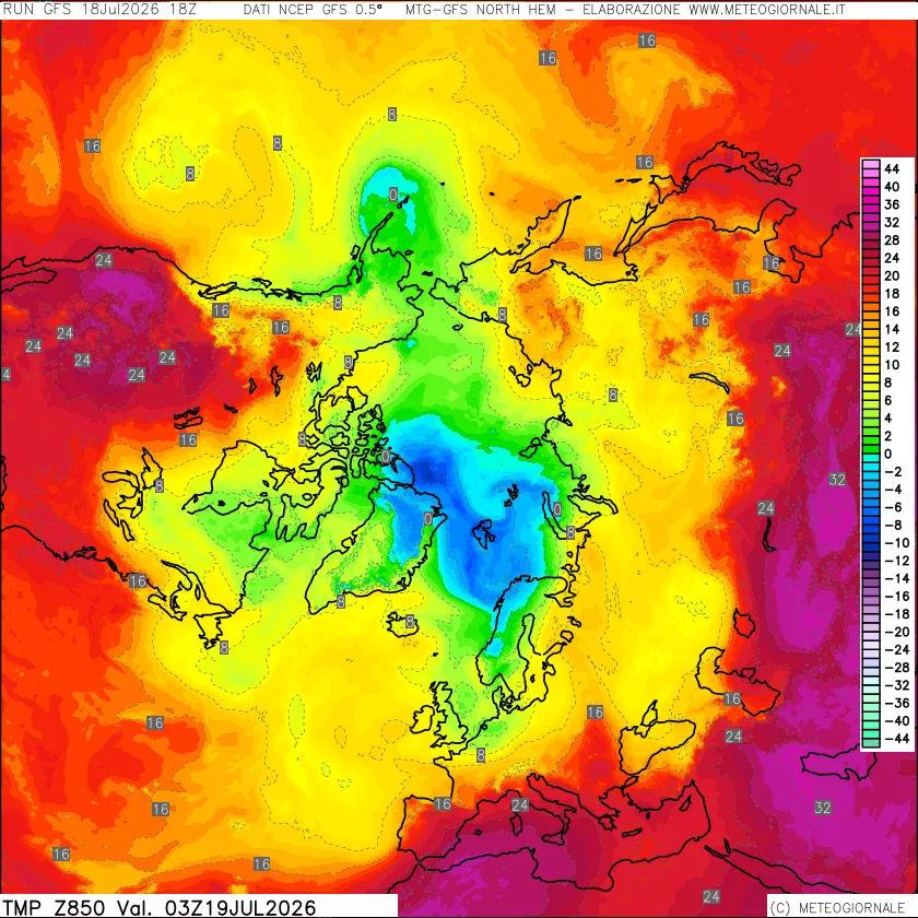 mappa Temperatura a 850 hPa