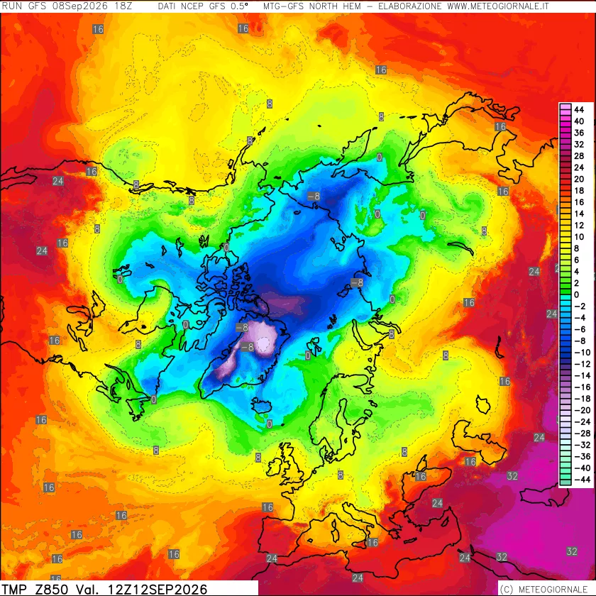 mappa Temperatura a 850 hPa