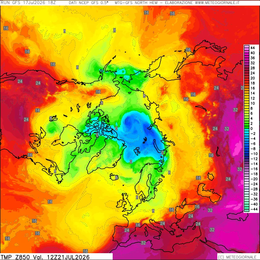 mappa Temperatura a 850 hPa