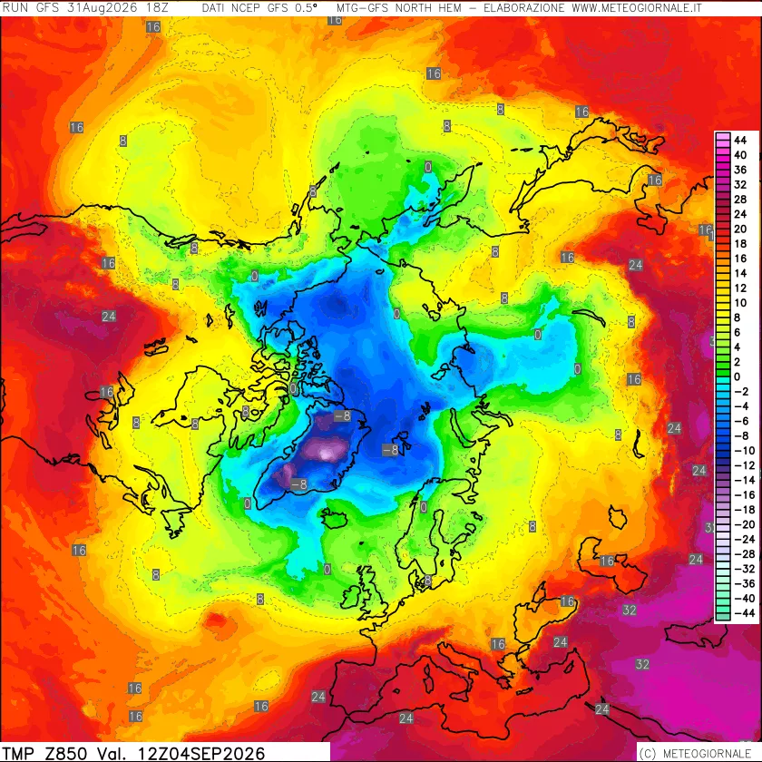 mappa Temperatura a 850 hPa