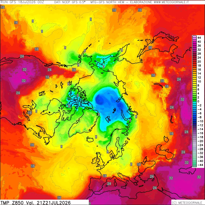 mappa Temperatura a 850 hPa