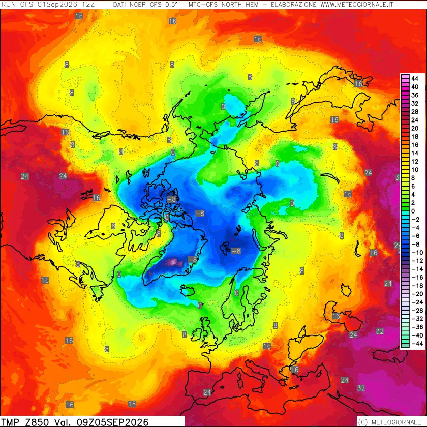 mappa Temperatura a 850 hPa