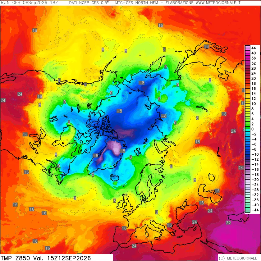 mappa Temperatura a 850 hPa