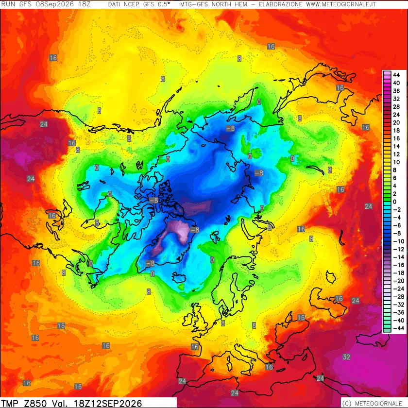 mappa Temperatura a 850 hPa