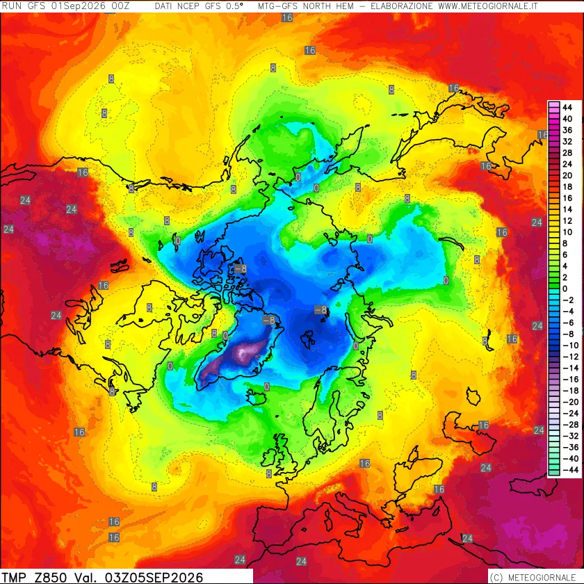 mappa Temperatura a 850 hPa