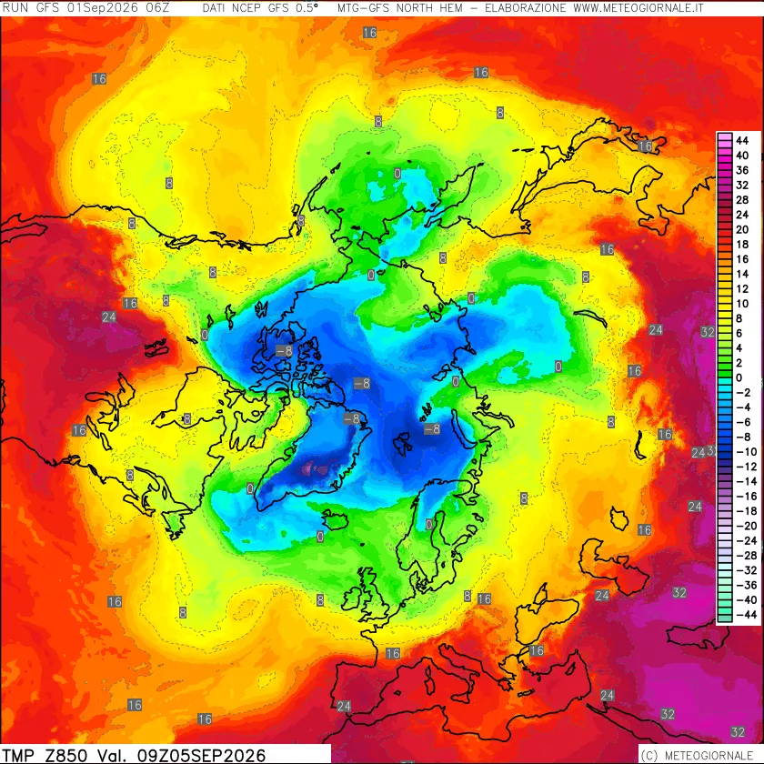 mappa Temperatura a 850 hPa