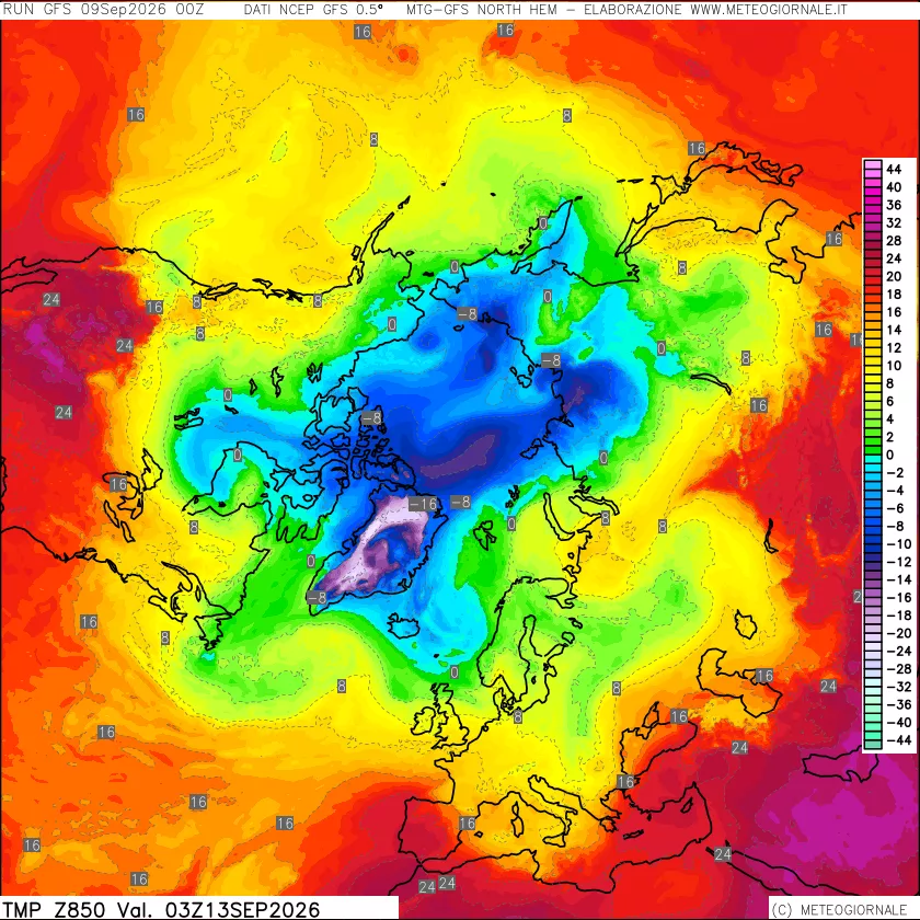 mappa Temperatura a 850 hPa