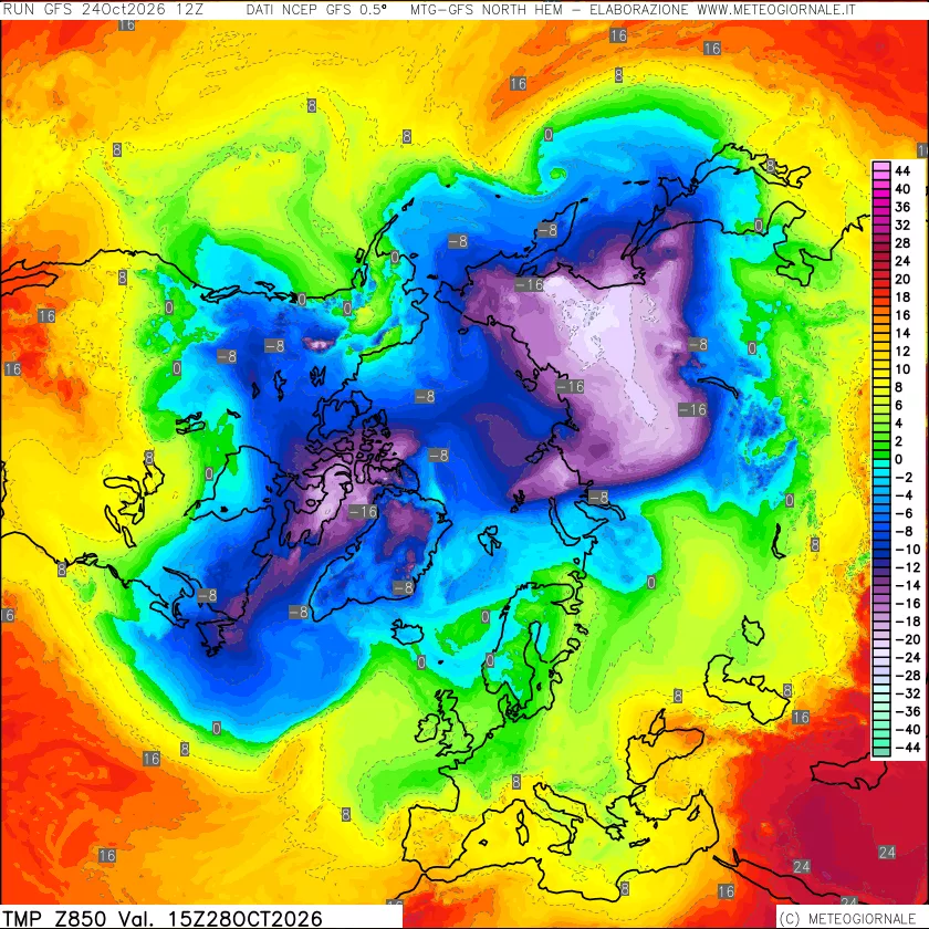 mappa Temperatura a 850 hPa